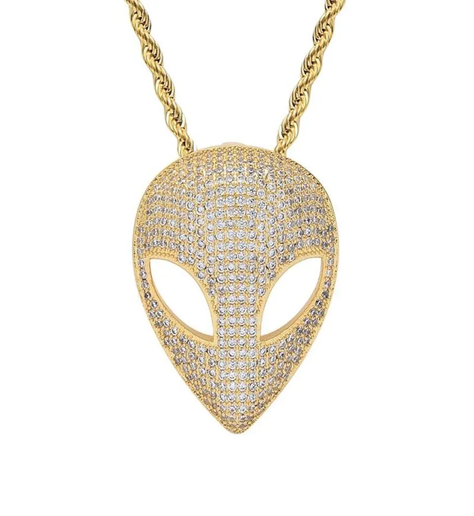 Hip Hop Claw Set CZ Stone Bling Iced Out Solid Alien Pendants Necklaces For Men Rapper Jewelry Drop Pendant2692835