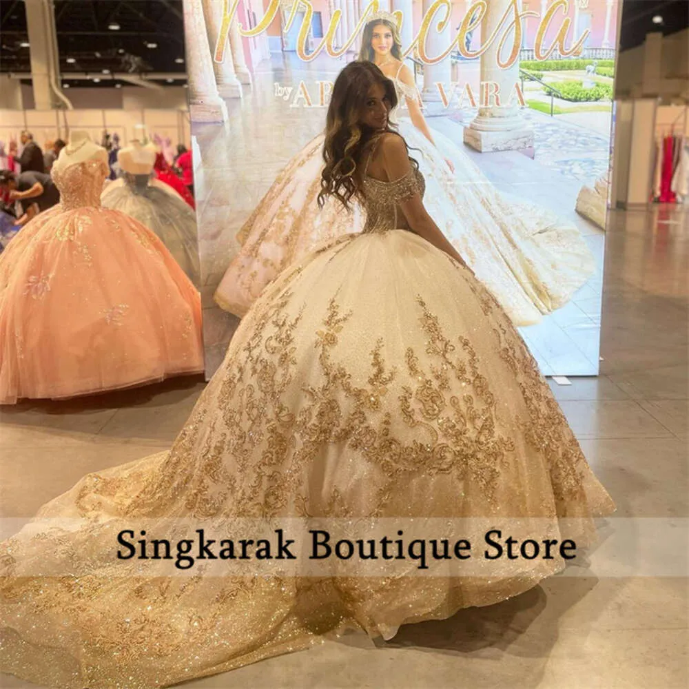 DHgate.com:Shimmery Strapless Quinceanera Dress for Sweet 16