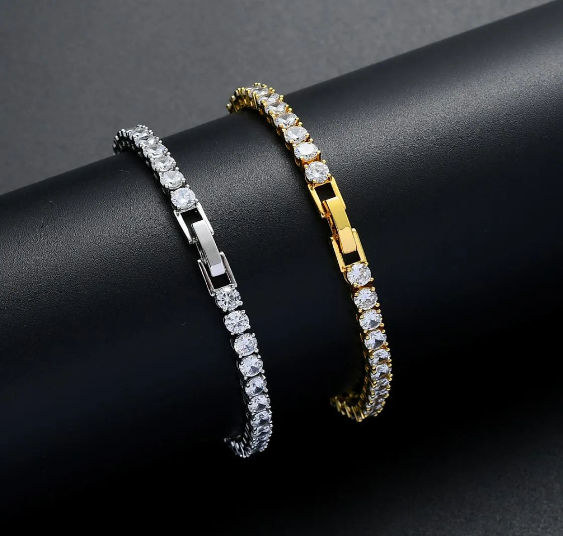 Chain 3mm Tennis 4mm 5mm Copper Micro Zircon Inlaid 1 Row Bracelet Hip Hop Bracelet6548181