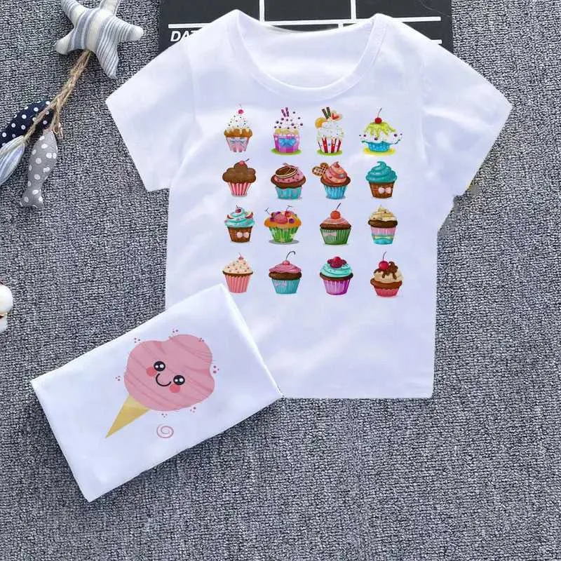 T-Shirts Cartoon süßer Junge und Mädchen T-Shirts Spaß Eis Babykleidung Harajuku Design Kinder runden Hals weiß New Childrens Shirt2405