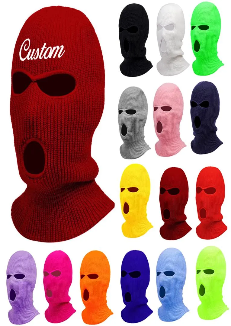 Anpassen Sie Mütze Balaclava Maske Hut Womne Men Winter Masked Ski Cycling Hut mit Stickbuchstaben Textname Schädel LJ2012253298041