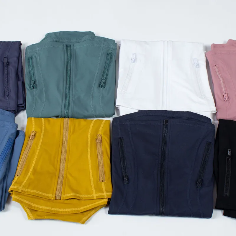 Women's Yoga long sleeves Jacket Outfit Solid Color Nude Sports Shaping Waist Fitness Jogging Sportswear For Lady