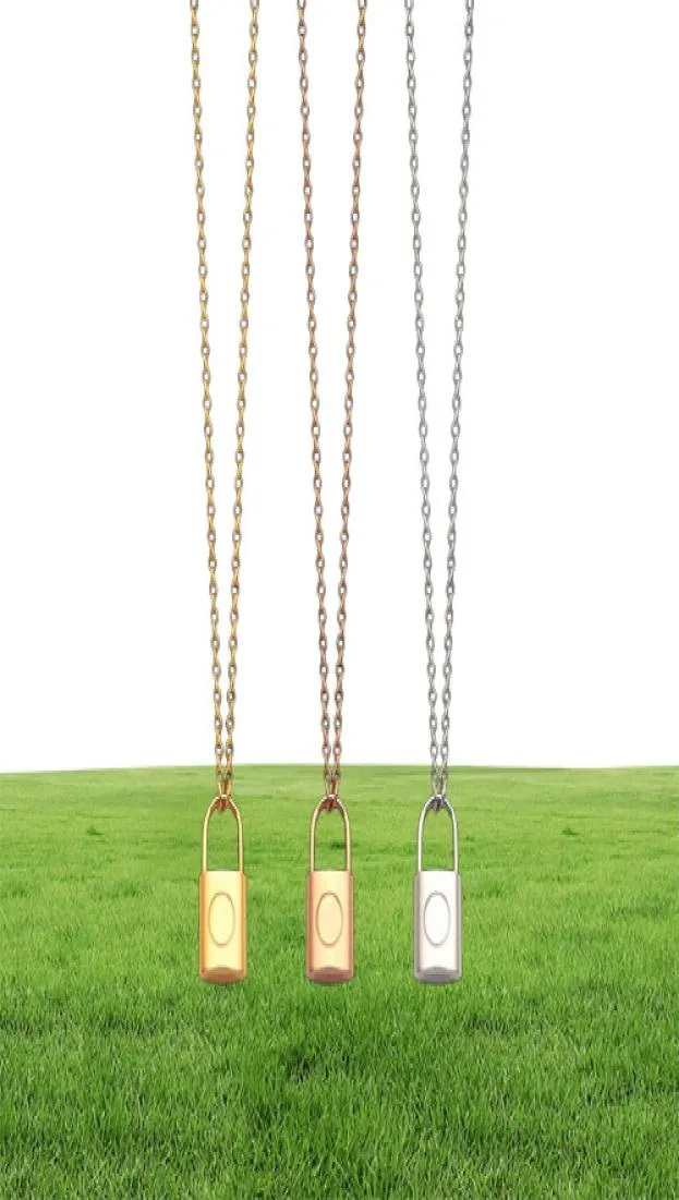 Rostfritt stål av högsta kvalitet låshänge halsband 3 färger guldpläterad klassisk logotyp tryckt kvinnor designer smycken4125999