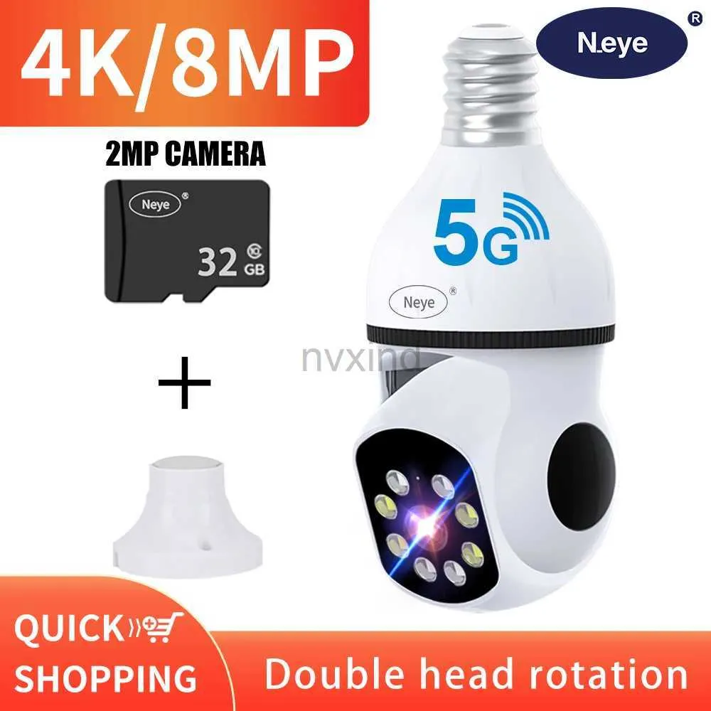 IP Cameras 8MP 4K light bulb 5G WiFi camera for home monitoring spotlight E27 360 degree panoramic wireless security IP camera d240510