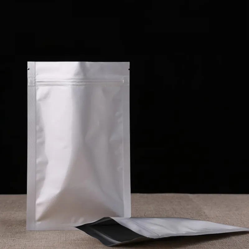 Sac en papier d'aluminium scellé à trois côtés, sac scellé, conception de sacs à fermeture éclair, production, fabricant de gros