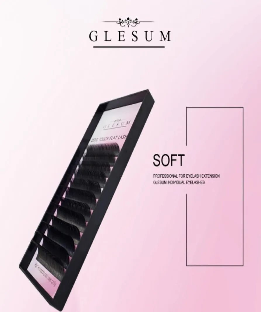 GLESUM Super Soft mixe Ellipse Extension Lashes 12 lignes Black Matte Cashmere Flats Lash en forme de salon de maquillage CEES9266036