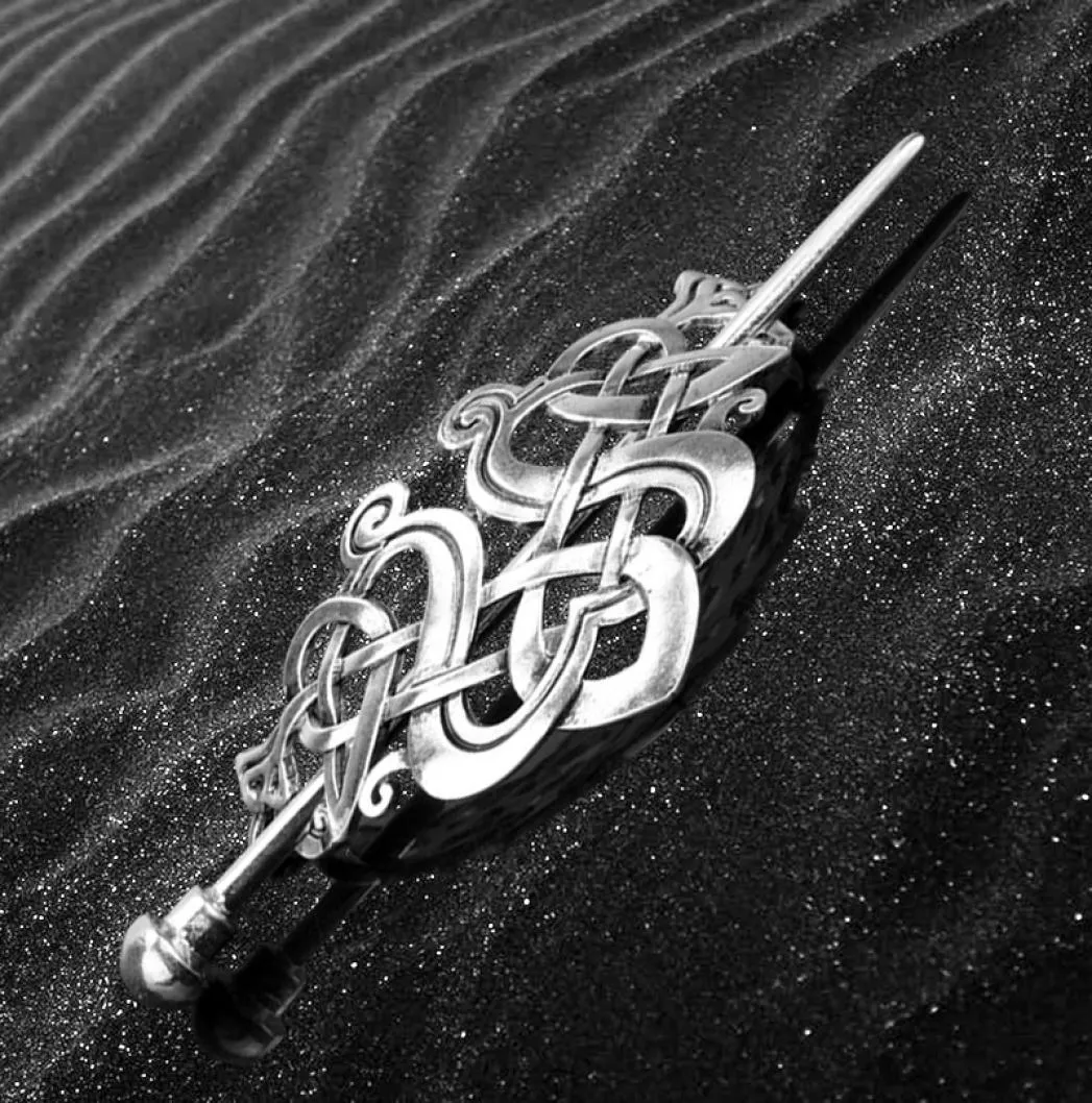 Viking celtique Hairpinviking Clip Clipt Men Antique Silver Hair Sticks Hairpin Triangle Clips for Long Hair Stick1948198