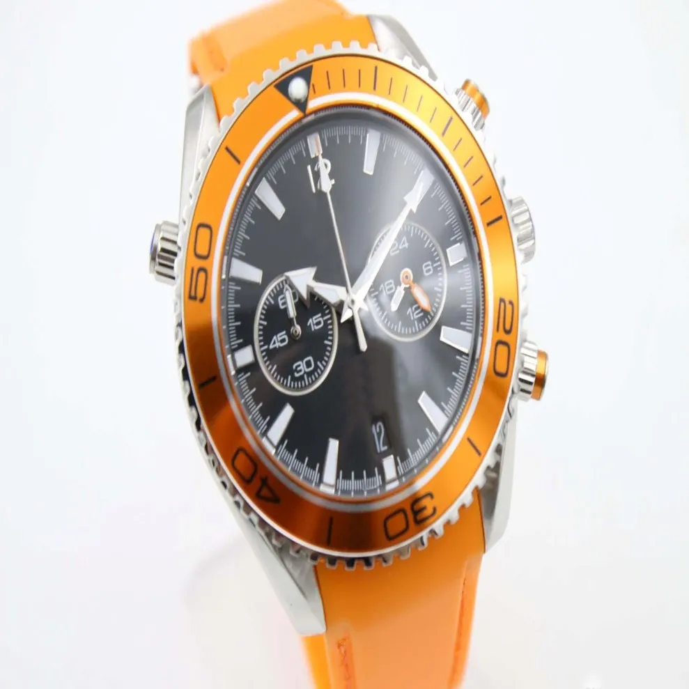 NEU Sale Limited Black Dial Orange Gummi -Gürtel Trend Whatches weiße Edelstahlzeiger Uhren Herrengelenk Uhren kostenlos Versand 212H