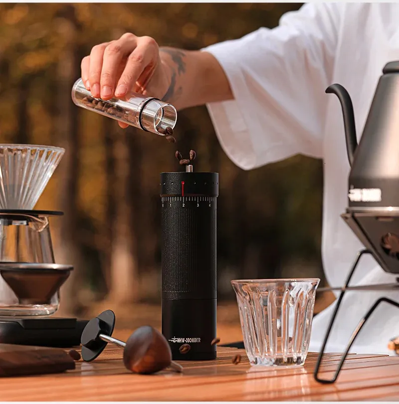 MHW3Bomber Manual Coffee Grinder Externt justerbar espressoslipmaskin Barista Maker Accessories Cafe Tools 240509