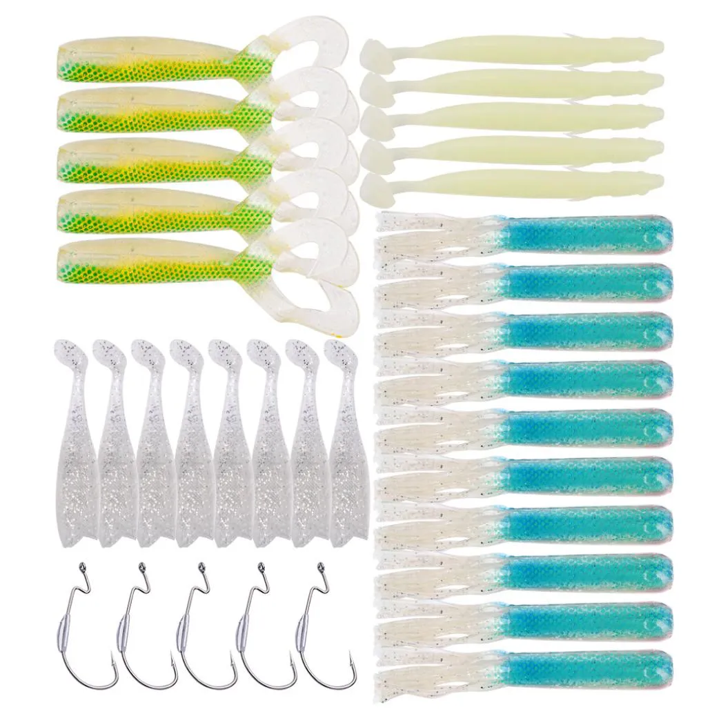 Qualité supérieure 33pcSset 28pcs Plastique Fishage à la main Fishing Bait5pcs Single Worm Crochet Tackle 6706448