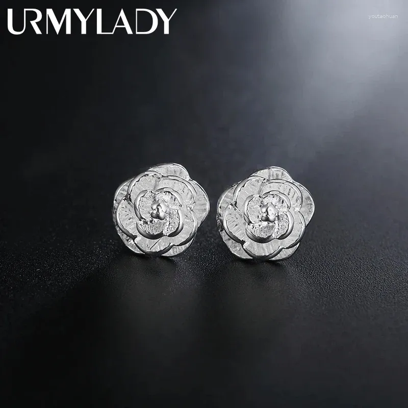 Boucles d'oreilles étalon Bude fleurie 925 Boucle d'oreille en argent sterling pour femmes cadeaux d'anniversaire de mode