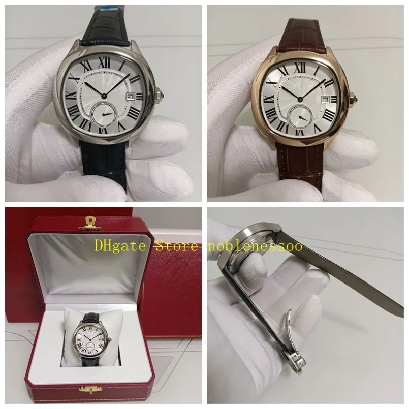 2 styl prawdziwe zdjęcie z oryginalnym pudełkiem męskie zegarek męskie 40 mm rzymski tarcza WGNM0003 WSNM0015 Skórzany pasek Fold Clap Men Automatyczne mech 196b