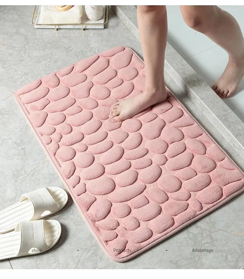 Mattor 40 60 cm icke-halk kullersten präglad badrumsmatta bassäng badkar sidogolv matta absorberande dörrmatta mattor tvättbar