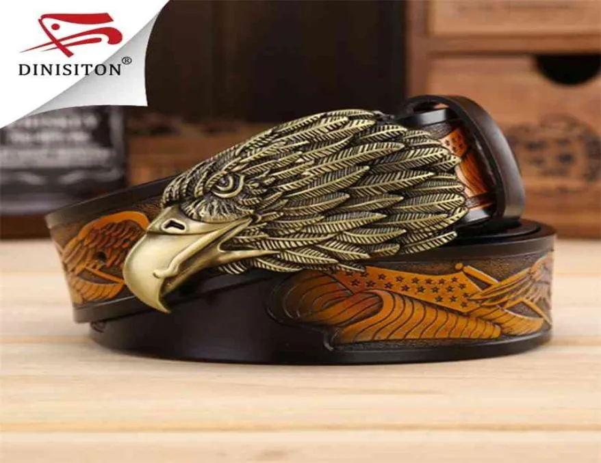 Dinisiton Eagle Head Man Bert The First Layer The First Leather Men Belts Brand Cowskin Fashion Vintage Male Strap Ceinture ZPB01 217204342