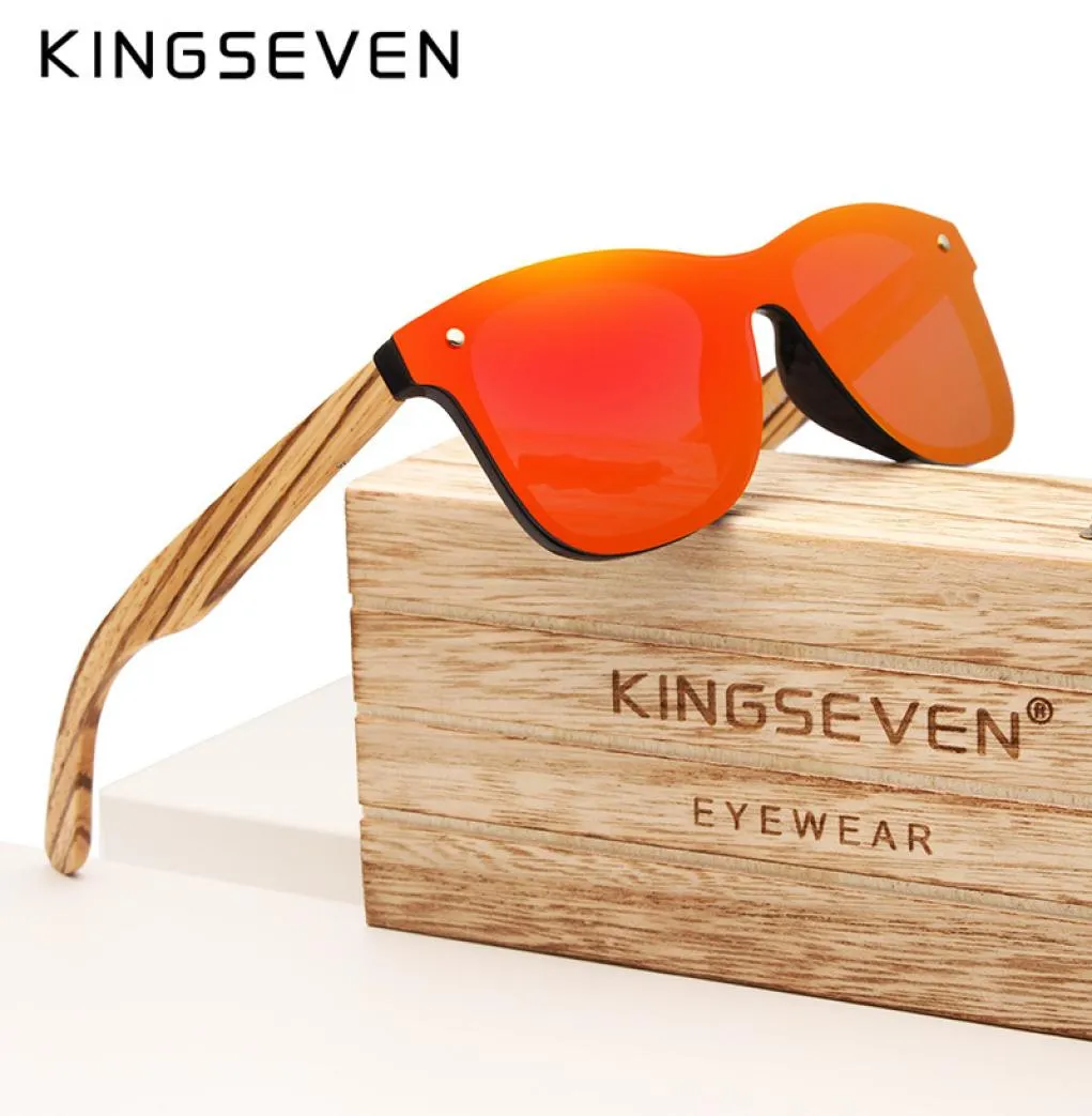 Kingseven 2019 Handmade Brand Design Insèce Polaris Sunglasses Menwomen Mirror Lens Original Wood Eyewear OCULOS DE SOL CX2007041528899
