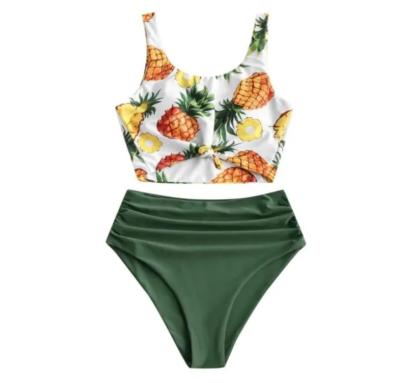 Femmes ananas imprimé bikini ensemble push up up tampon de maillot de bain hauteur plage de plage de plage sexy bikini brésilien 2020 Z27957209