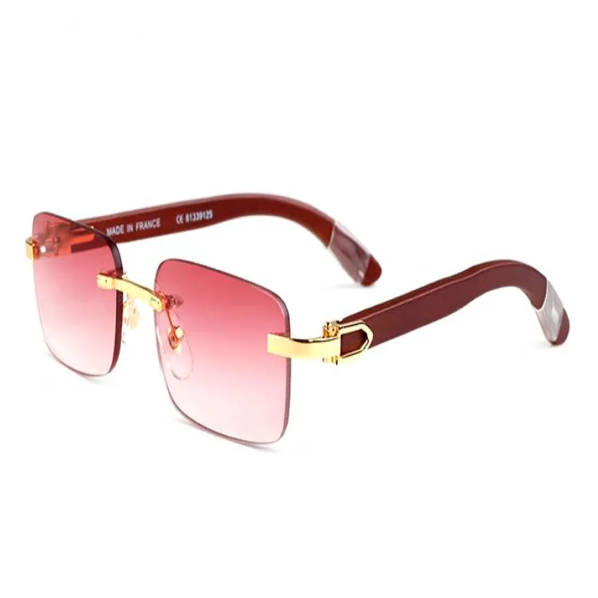 Wholesale-2020 best-selling Designer Buffalo Horn Mens Retro Wood Sunglasses Mens and Womens Lens Frameless brand designer Driving Glas 299g