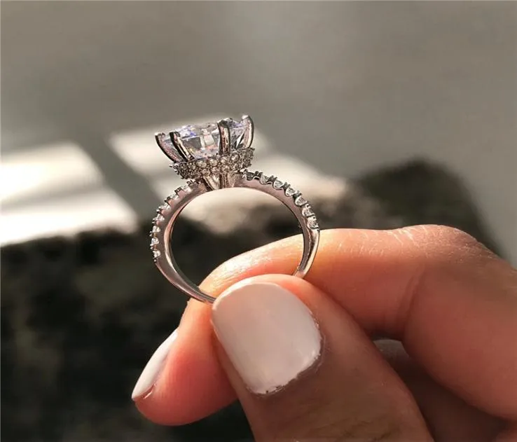 Vecalon Elegant Sonenee Promise Ring 925 Sterling Silver Round Cut 3CT Diamond Engagement Ehering -Ringe für Frauen Juwely8482751
