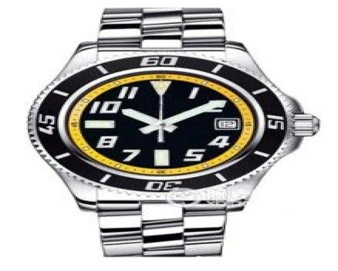 Mens Superocean 42 Svart och gult Dial Steel Automatic Mens Watch A1736402BA32SS Dive Men039s Watches7080968