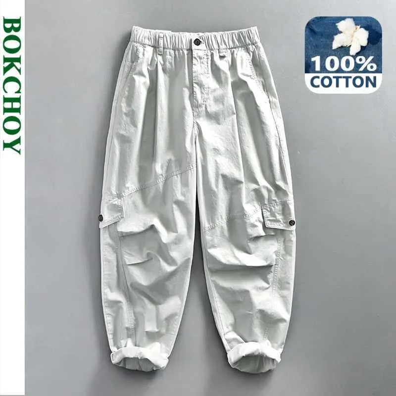 Men's Pants 2024 Spring New Retro Product 100% Pure Cotton Mens Casual Large Pocket Mens Street Clothing Mens ATZ645L2405