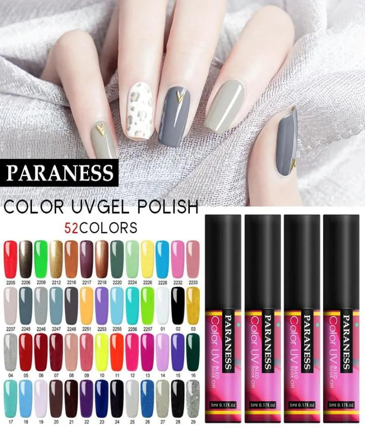 Paraness Pure Nails Polish Colors Gel Lak Nail Art Gel Lack einweichen UV -Gel Nägel polnisch halb dauerhaft Decklack Varnishs4201335