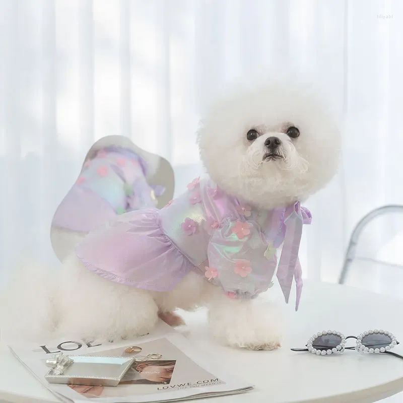 Hundekleidung 2024 Haustierkleidung Welpe Laser Technologie Sinn Kleid Sommer Teddy Zweibeinige Kleidung Mode Prinzessin Rock