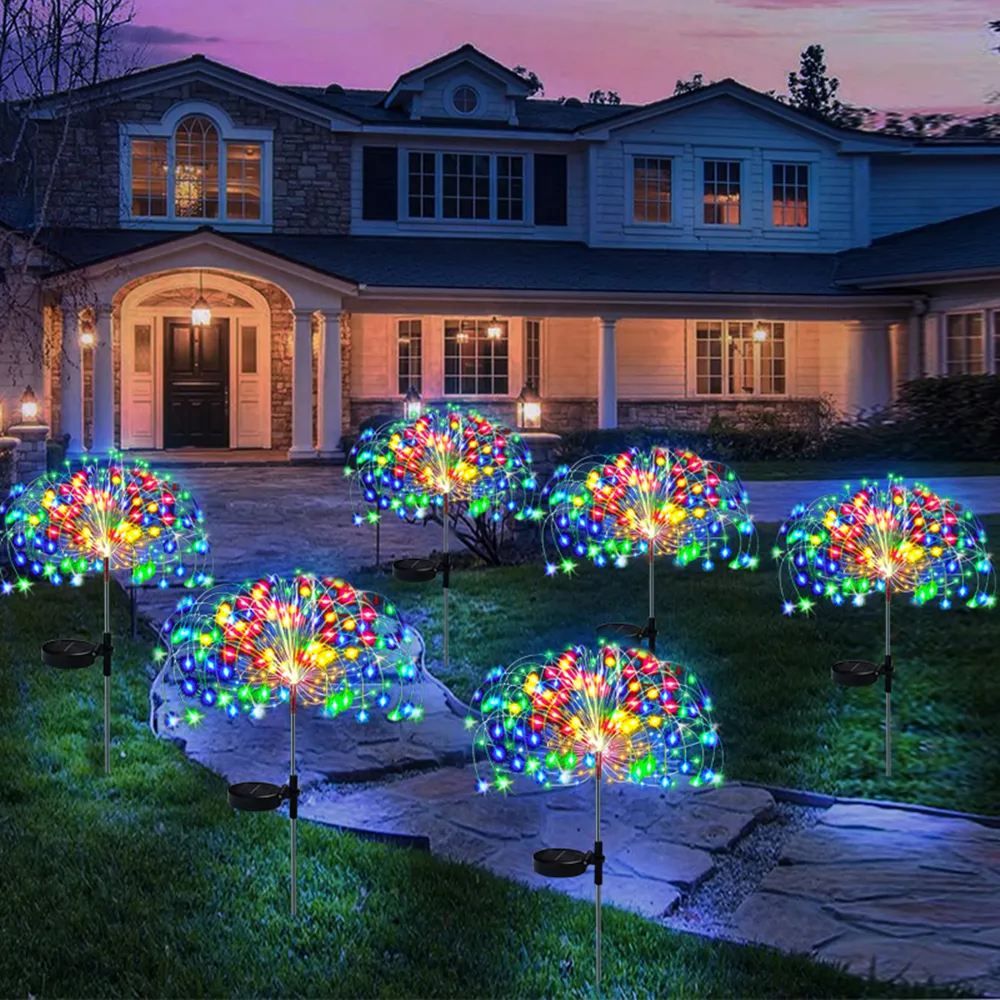 Светодиодные солнечные фейерверки Сказочные огни на открытом воздухе водонепроницаемые газонные дорожки садовые свети