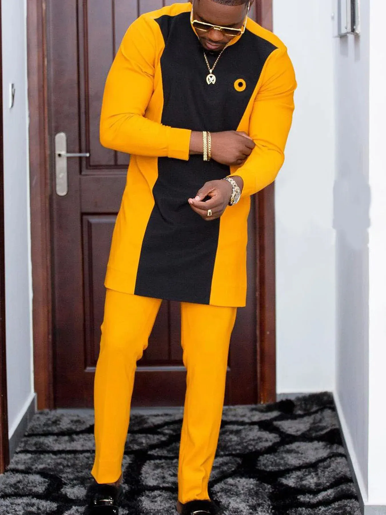 DHgate Mens Dashiki Suits Traditional African Clothing for Prom Party and Wedding Apparel