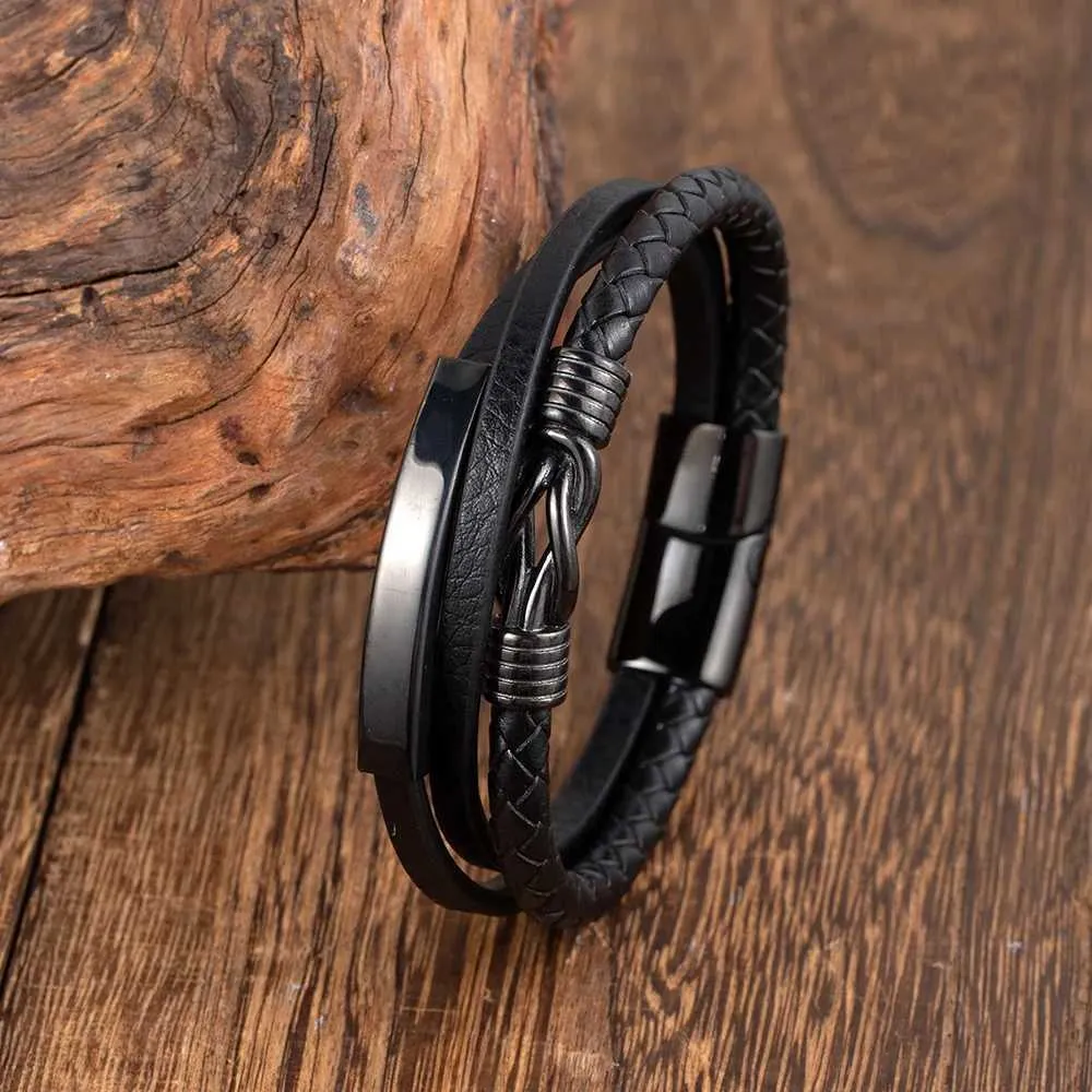 Luxury Genuine Leather Mens Nomination Bracelet Charms With Stainless