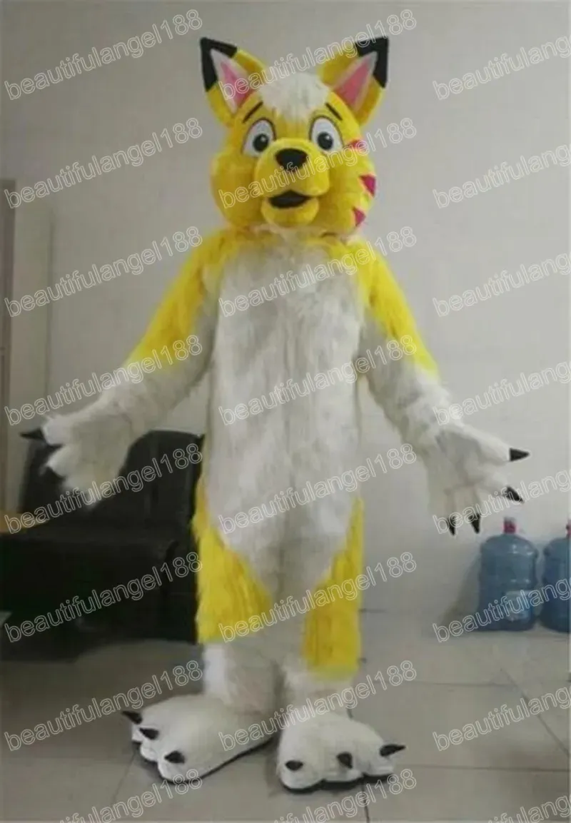 2024 Mascotte di lupo husky di alta qualità in pelliccia di alta qualità costumi di Halloween carnival unisex adulti abbigliamento in costume da cartone animato abito fantasia