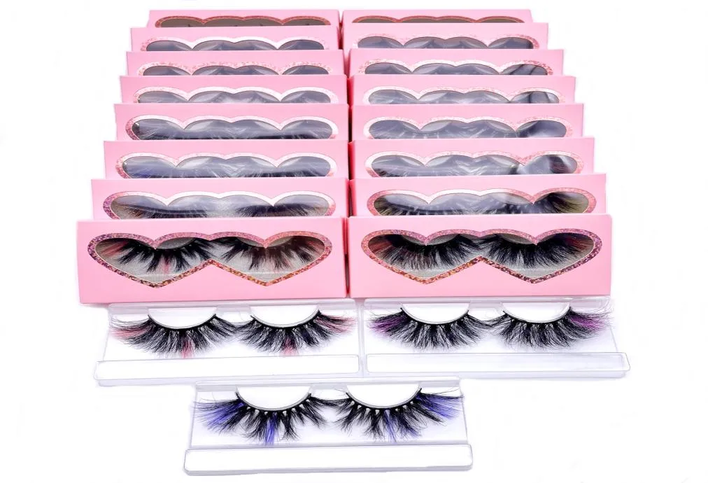 Colored 25mm 100 Real Mink Eyelashes 39 Styles Dramatic Fluffy Volume False Eyelash Colorful on the End Cosplay Party Full Strip 3423284