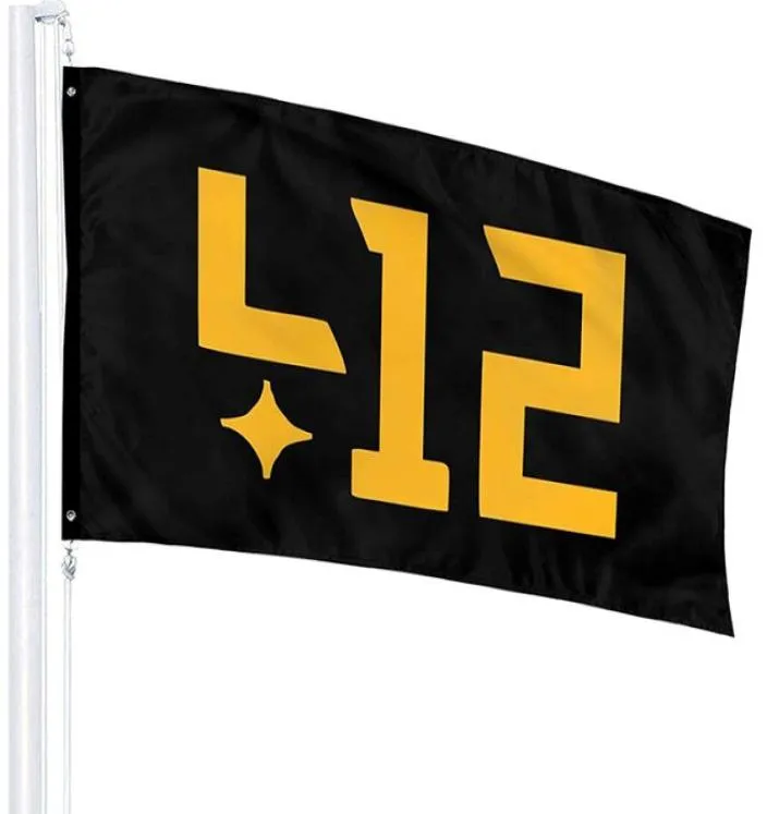 3x5ft 412 Pit Tsburgh Light Might Flag Banner 100D Tabela poliestru cyfrowego wiszącego latającego dostawy 7098834