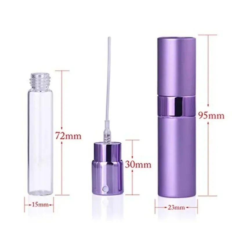 5ml tragbare Mini -Parfümglasflasche Aluminium Spray -Zerstäuber leerer Metall Parfume Atomiser Sprayer