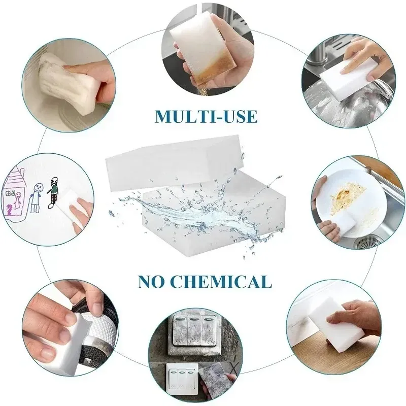 100 -stcsmagische spons gum witte melamine spons voor vaatwassing keuken badkamer kantoorreiniger reinigingsgereedschap 100/60/20 mm
