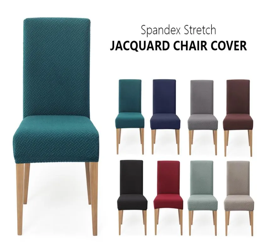 Jacquard Plain Dining Chair Covere Spandex Elastic Kitchen Stuhl Slipcover Hülle Streck Stuhl Cover für Hochzeitsveranstaltungen E3014598