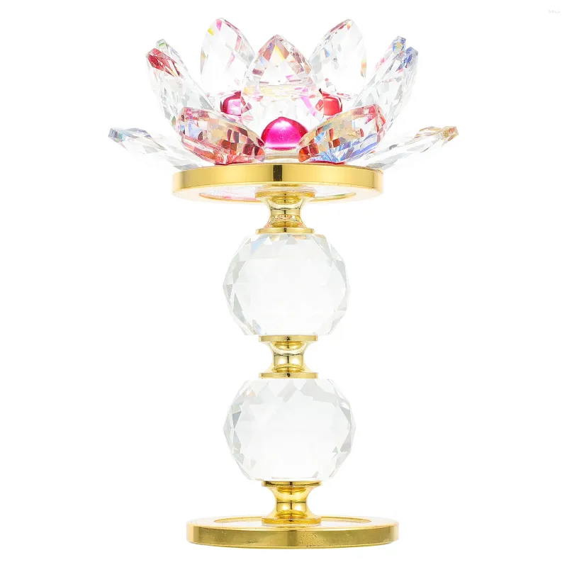 Kerzenhalter 1pc Crystal Glass Lotus Candleholder Ornament Chic