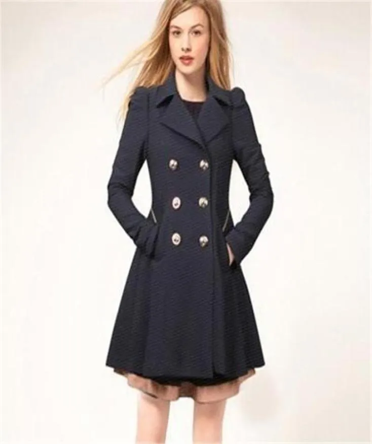 Vrouwen Coats Winter Trench Coat Fashion Solid Overcoat Turndown Collar Slim Operwear Button Black Navy Beige Clothing8921402