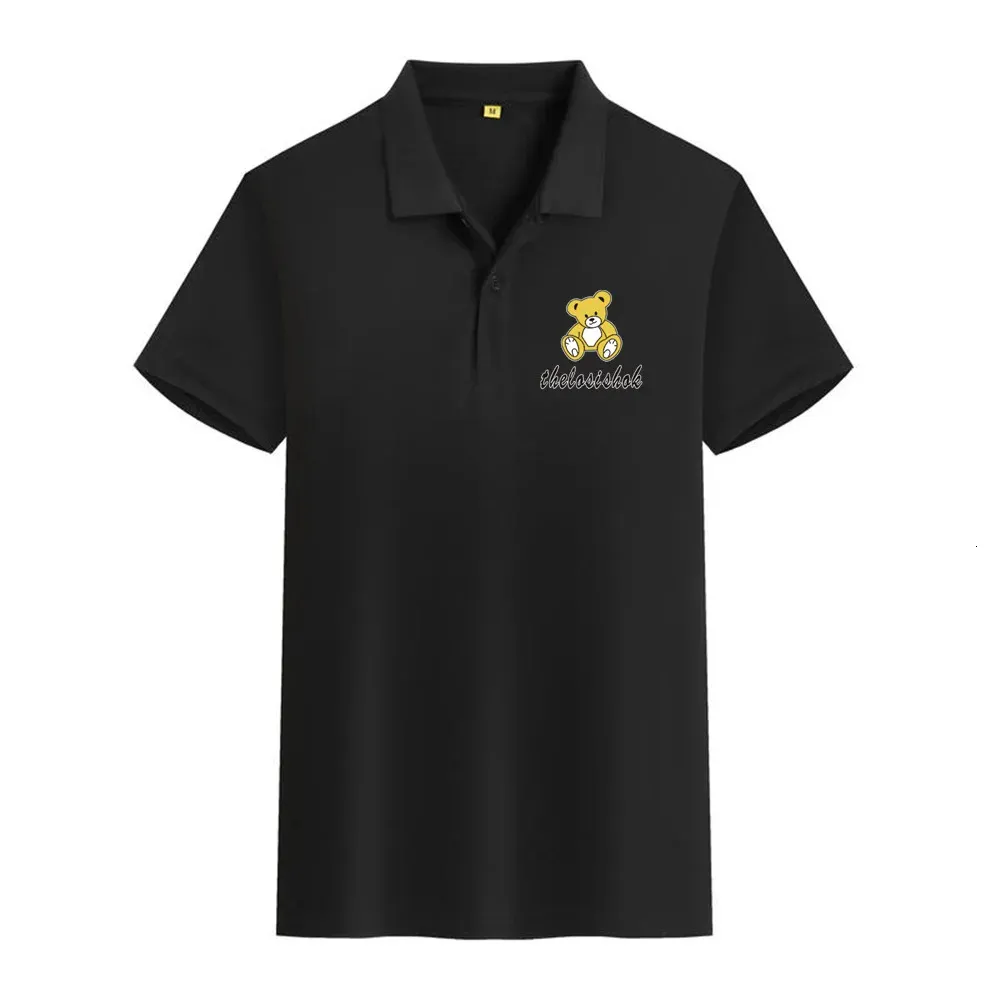 Teddybärenpuppen-Trend minimalistisch gedrucktes Polo-Shirt-T-Shirt für Herren 2024 Sommer Lose Kragen Casual Short Sleeved Top 240510