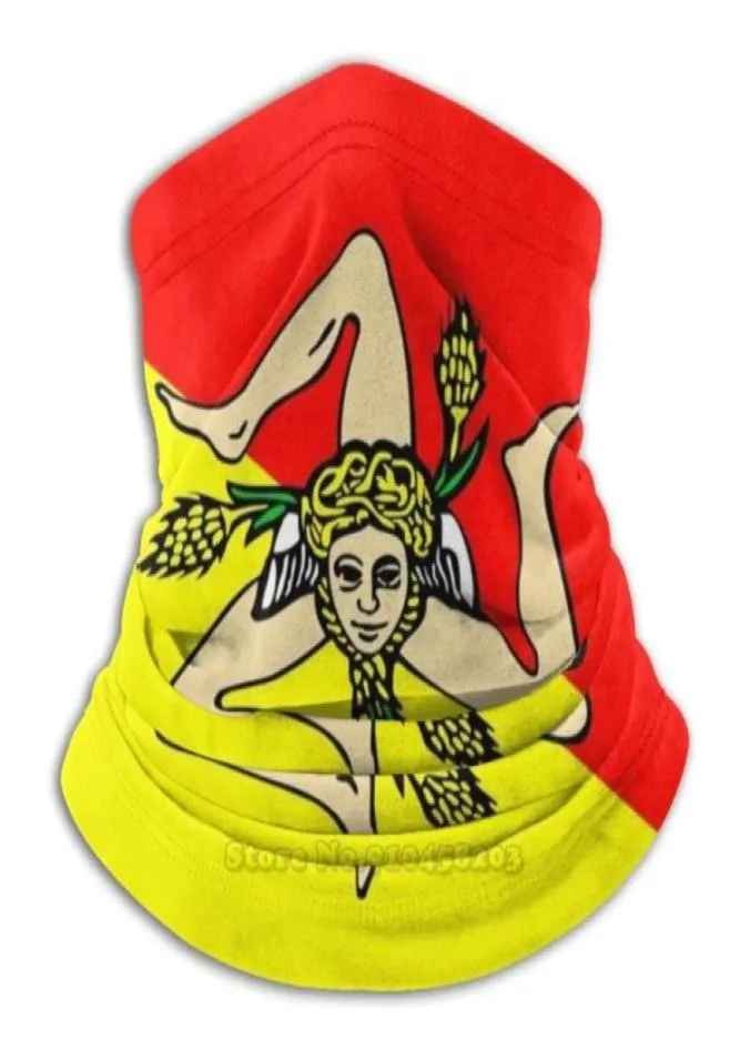 Craquins Sicilia Flag Microfiber Coume plus chaud bandana écharpe masque masque Sicile County Italie Région de géographie de l'État Identité Nation8085793