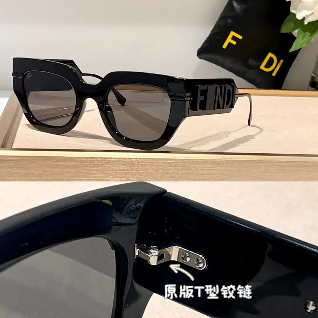 トップバージョンfサングラスフェンFE40097I同じスタイルの高級デザイナー男性と女性用の黒いメガネ