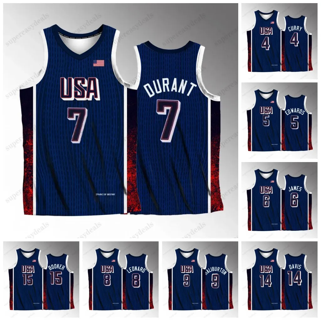 2024 USA Home Basketball Jerseys Joel 13 Embiid Anthony 3 Davis Lebron 6 James Stephen 4 Curry Kevin 7 Durant 10 Jayson Tatum Jayson 10 Tatum