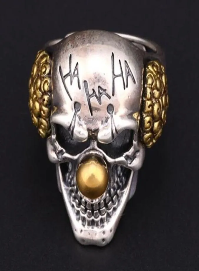 Mode Hip Hop Men039s Edelstahlring Hochwertiges Design Clown Punk Biker Ring Größe 7142525114