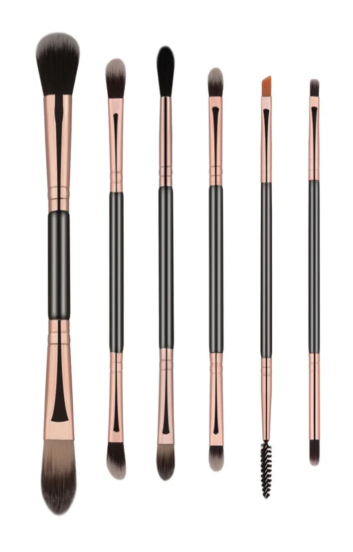 Factory Whole 6PCS Double Head Makeup Brushes Tools Doubleed Hair Soft Shadow Shadow Blush Eyelles Brush8611486