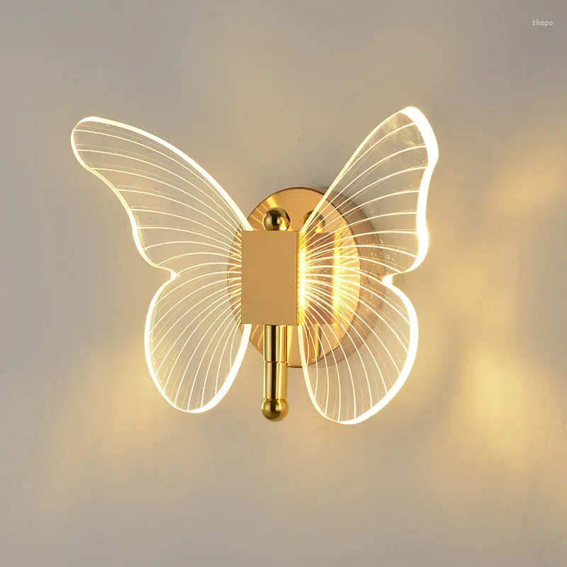 Lampa ścienna Luster LED LED SPOFNE Motylowe kinkiety do sufitu kuchnia nocna Dekor salonu Nordic Acryl AC220V