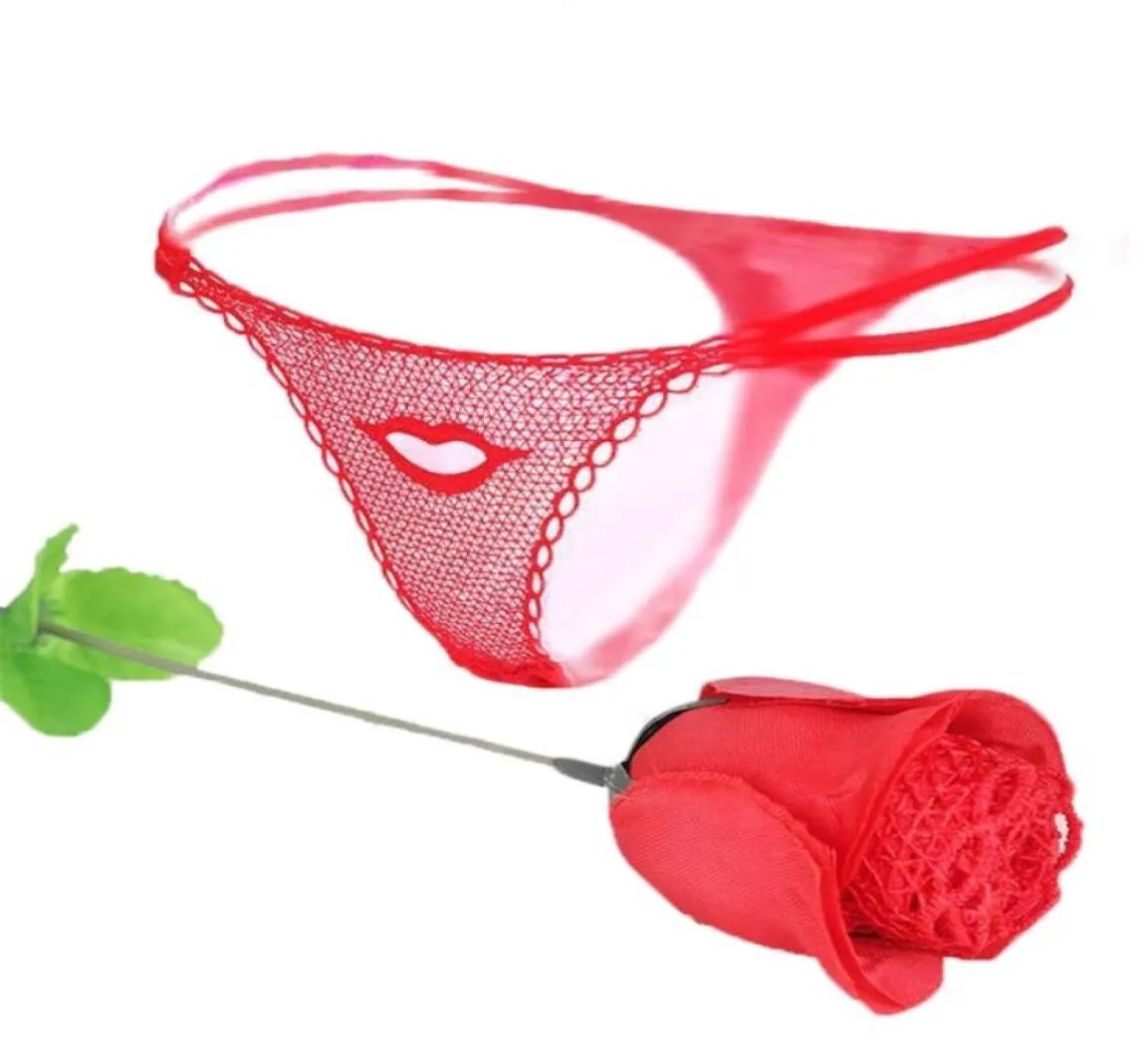 12pcslot Creative Rose G String sexy Hollow Out Lady Thongs Red Lace Tback Lowrise Women Mutandine di biancheria intima 30 2011129721055