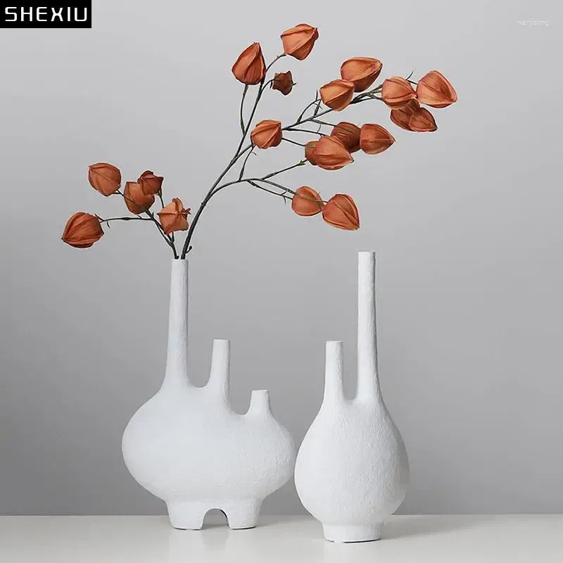 Vasen minimalistische Harz Kunsthandwerk weiße Vase künstliche Blumen Dekorative Blumenarrangement Schreibtisch Dekoration Einfachheit Blumen