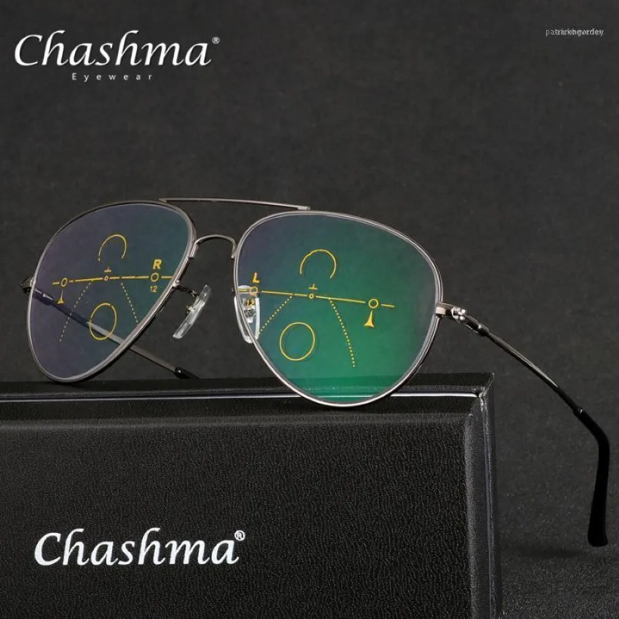 Occhiali da sole marchio chashma marchio progressivo lens lattura occhiali da uomo presbiopia iperopia titanio bifocale oculos de grau 1 51 310g