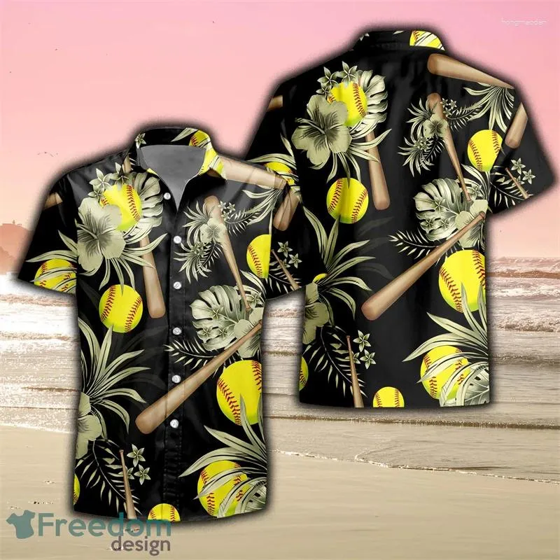 Мужские повседневные рубашки гавайские негабаритные с коротким рукавом 3D софтбол с принтом Harajuku Fashion Butting Rub