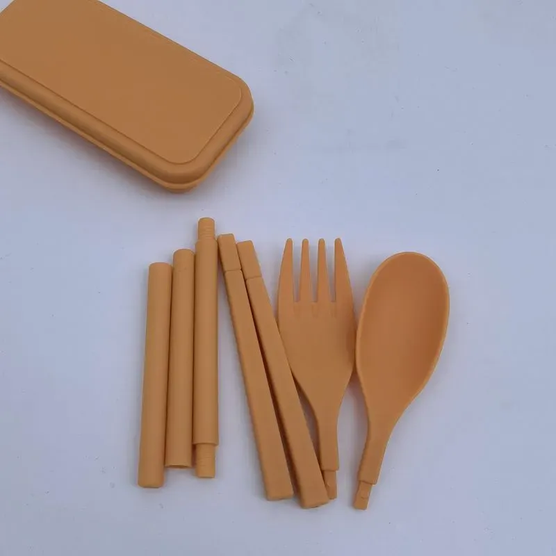 Verastore Travel Cutlery Portable Cutlery Box Japan Style Wheat Straw Knife Fork Spoon Student Dinnerware Sets Kitchen Tableware