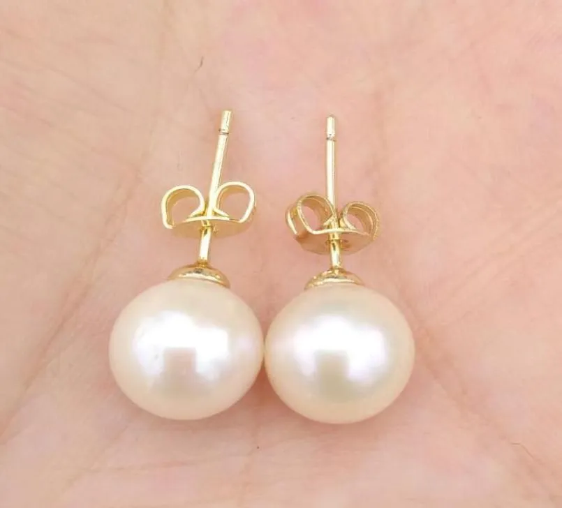 Real Pearl Vi säljer bara Real Pearl Beautiful Ett par 910mm naturligt South Sea White Pearl Earring5736244